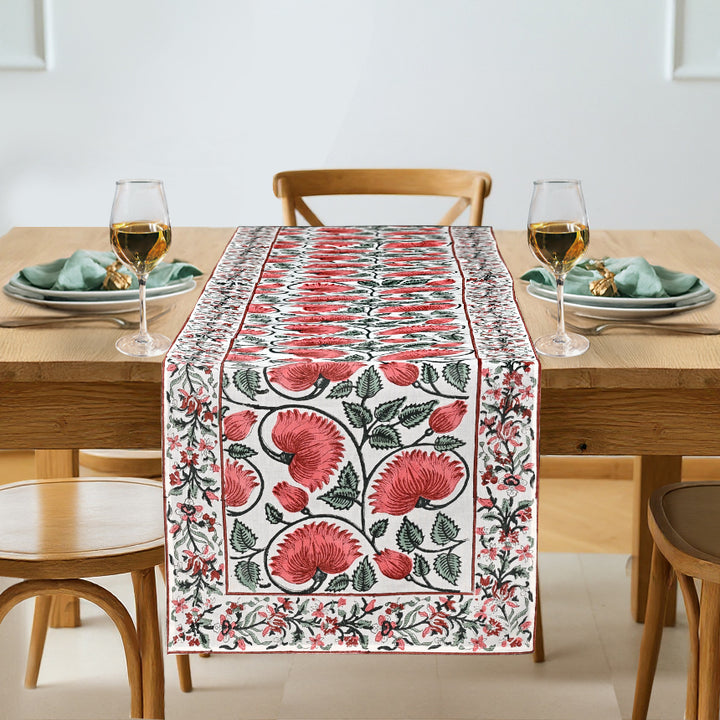 Coral and Turquoise Green Table Runner