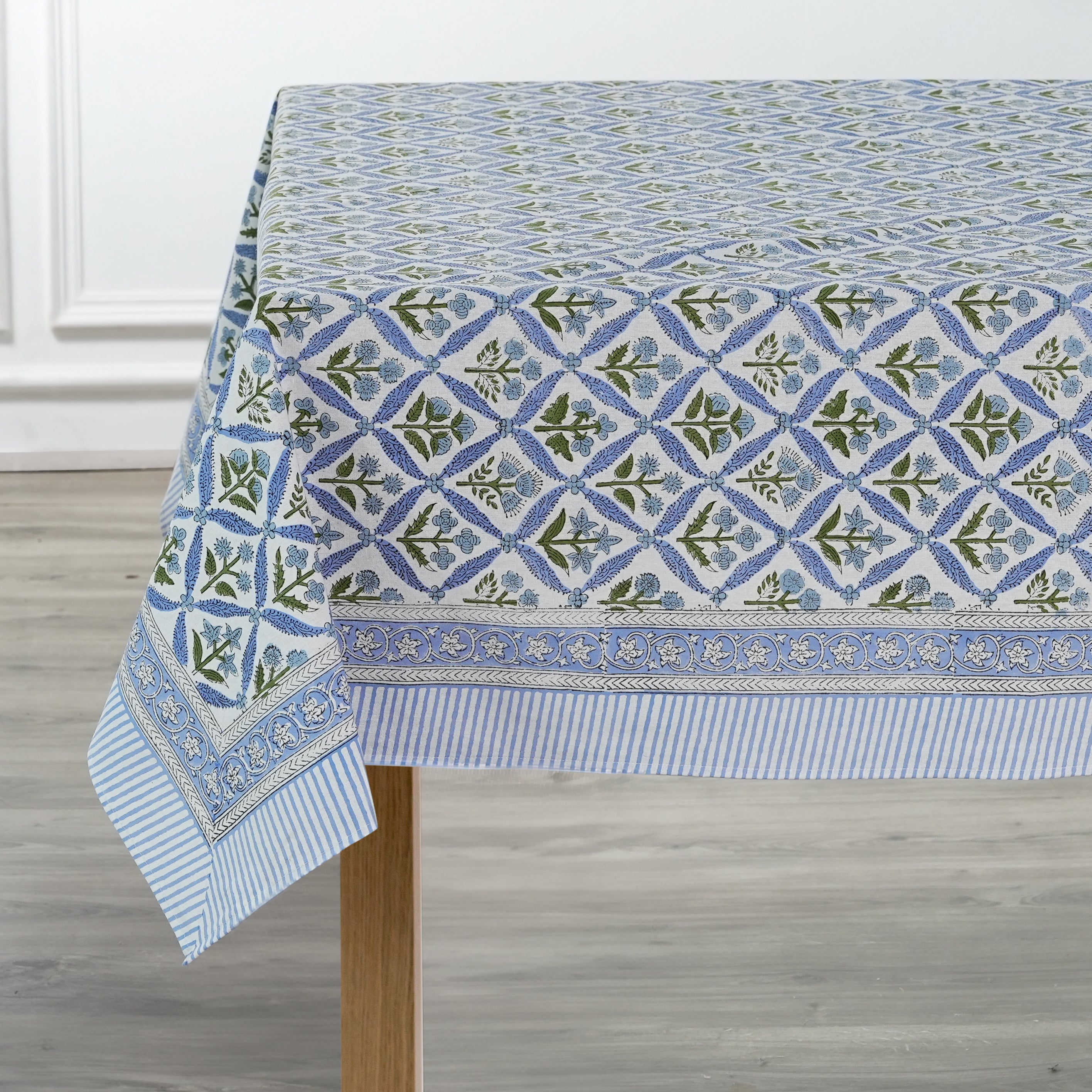 Hand Block Printed Light Steel Blue Color Tablecloth product image 2