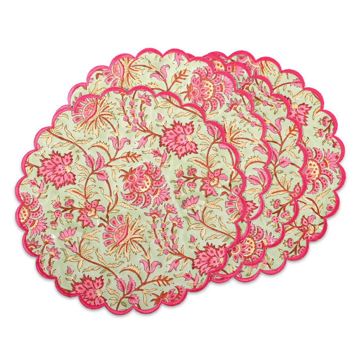 Pistachio Green & Watermelon Pink Round Placemat