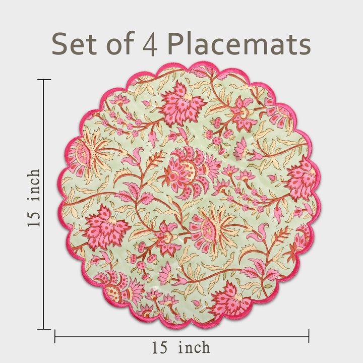 Pistachio Green & Watermelon Pink Round Placemat