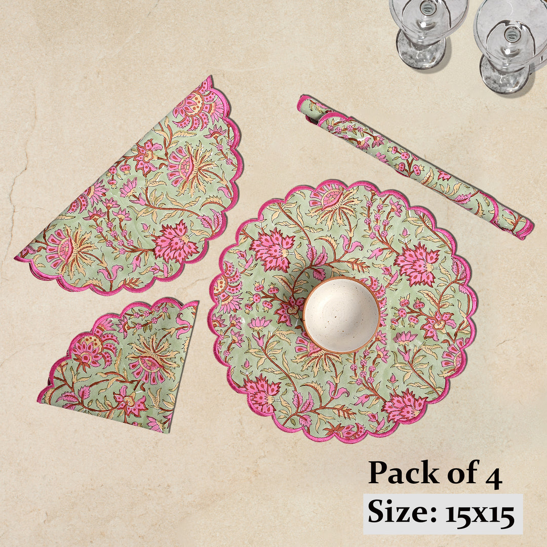 Pistachio Green & Watermelon Pink Round Placemat