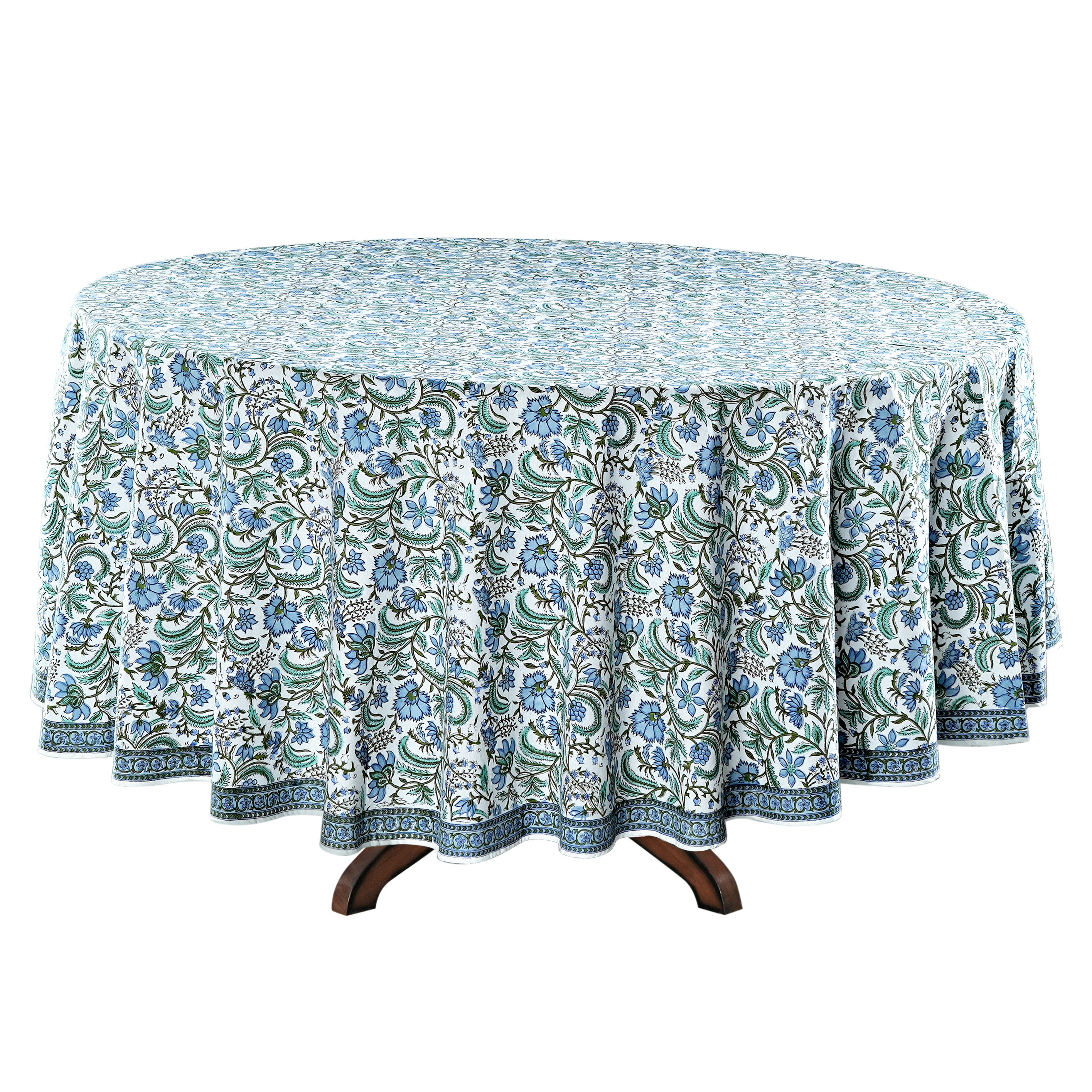 Columbia Blue Round Tablecloth