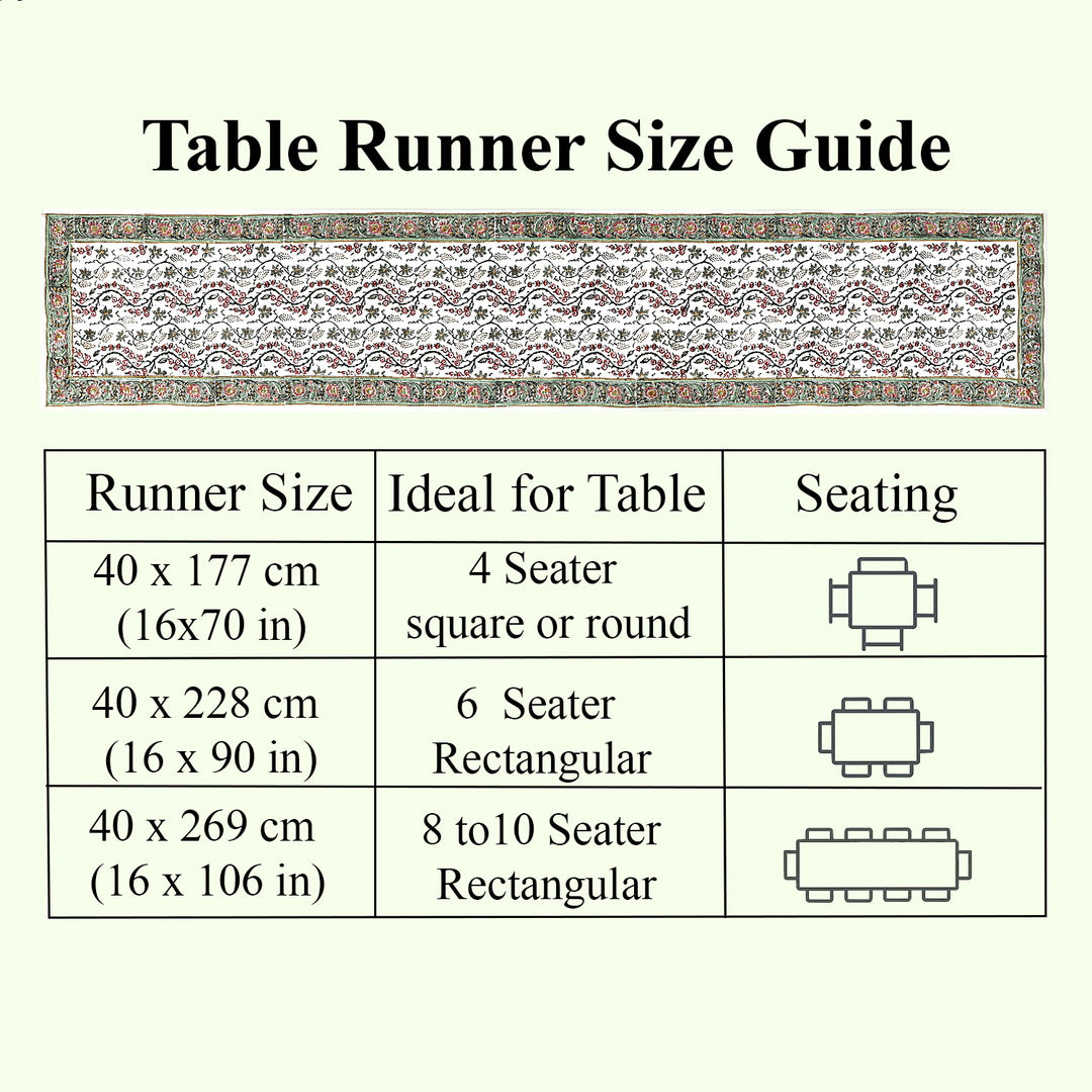 Coral Pink & Hunter Green Table Runner