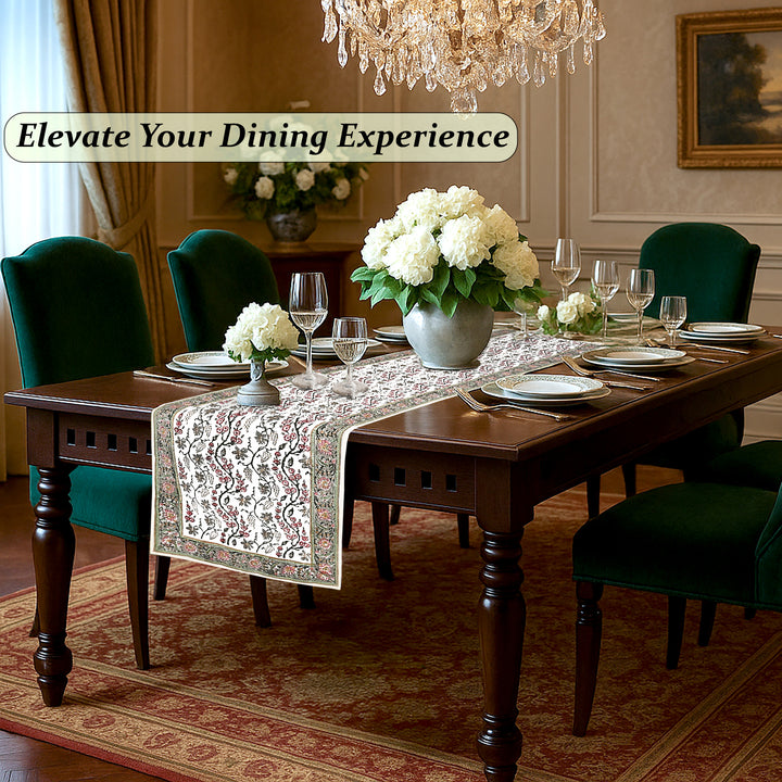 Coral Pink & Hunter Green Table Runner