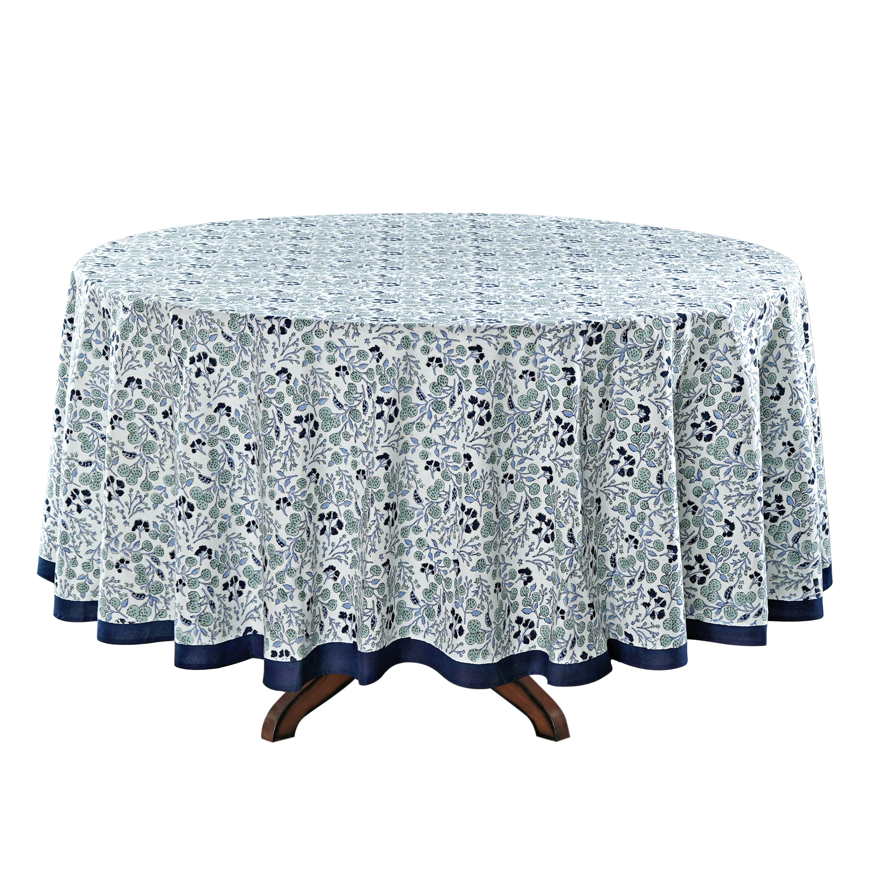 Denim and Baby Blue Round Tablecloth