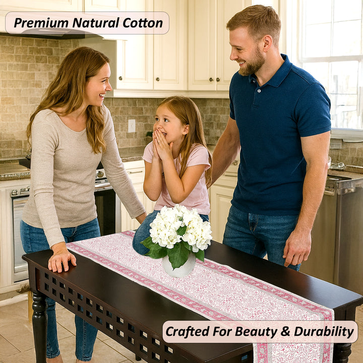 Rose Pink Jaal Table Runner
