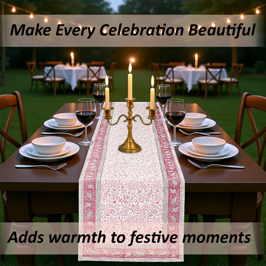 Rose Pink Jaal Table Runner