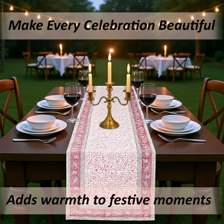 Rose Pink Jaal Table Runner