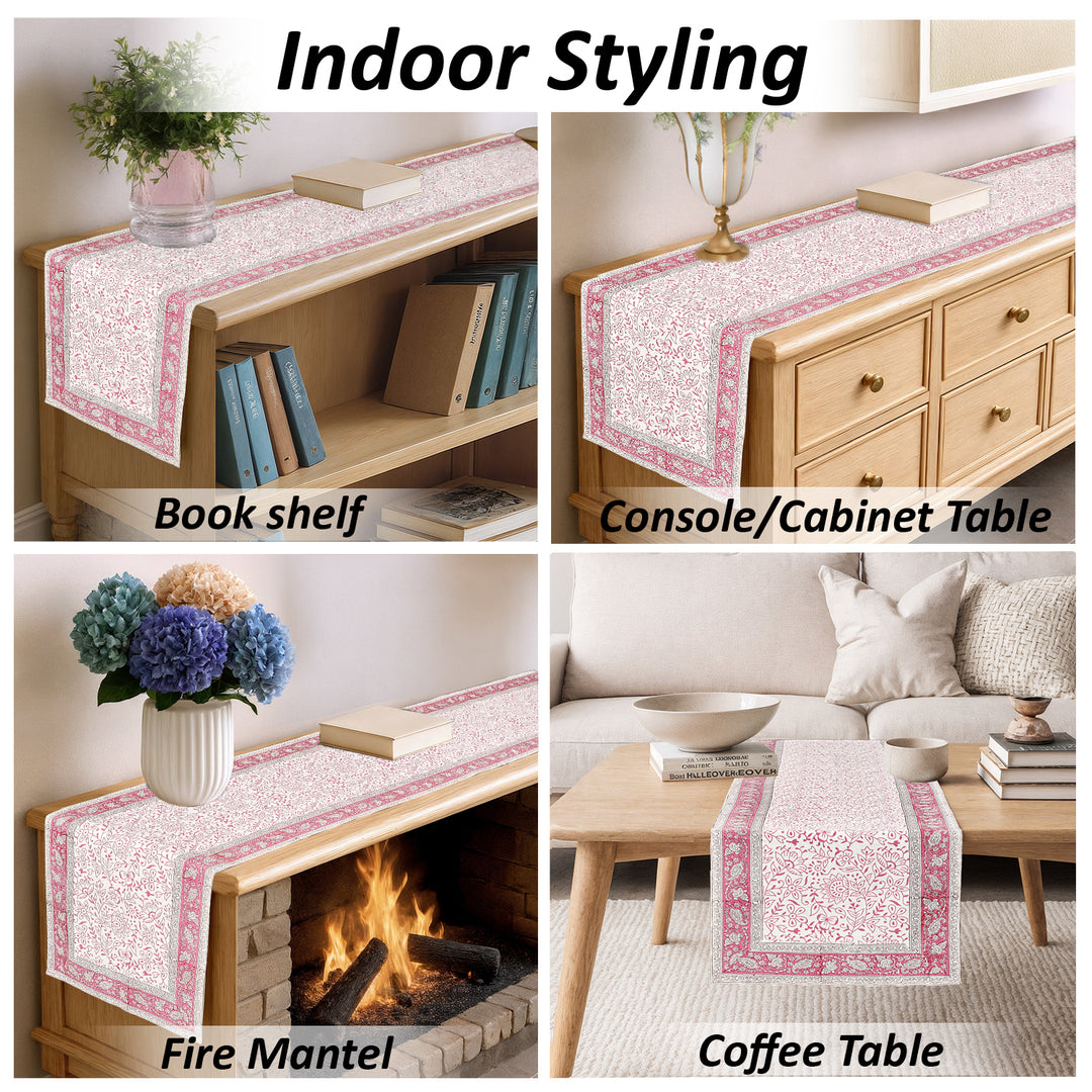 Rose Pink Jaal Table Runner