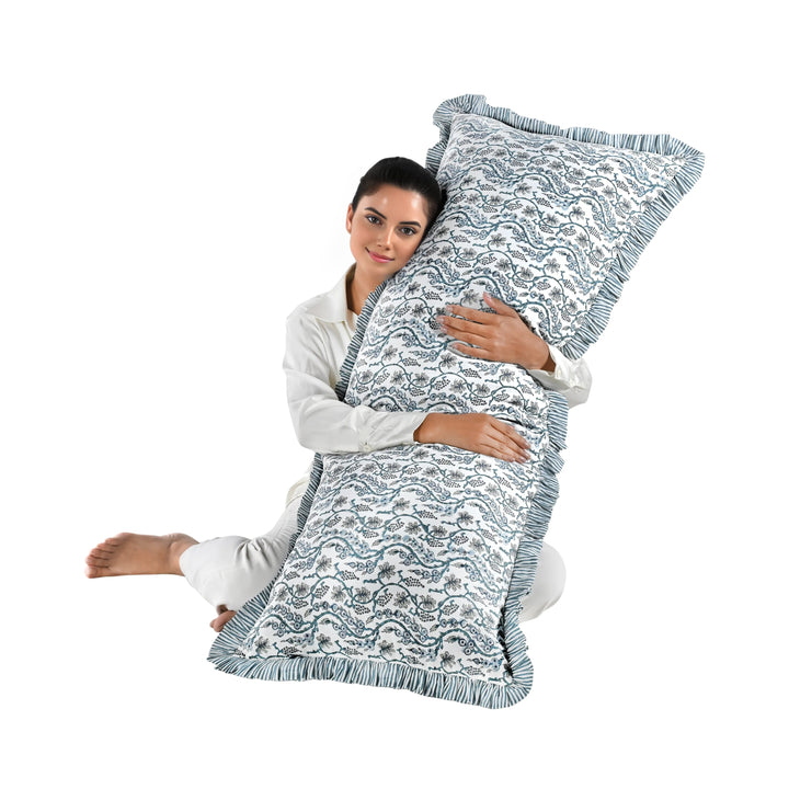 Baby Blue Eyes Ruffle 20x54 Inches Body Pillow Cover