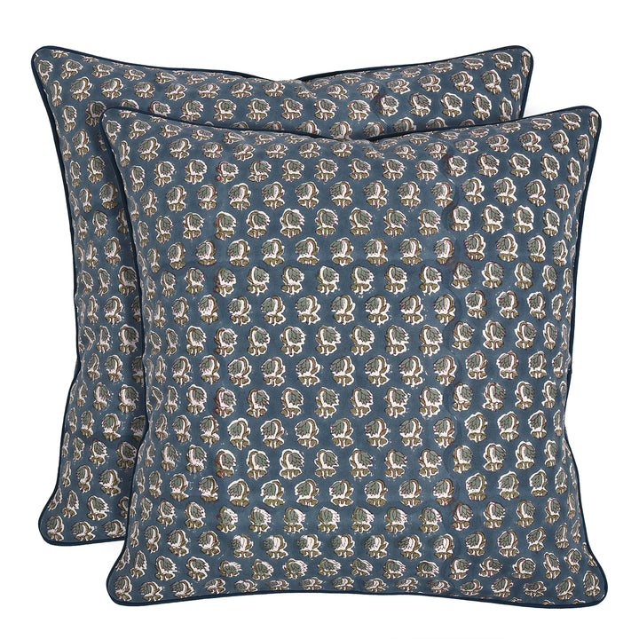 Peacock Blue Piping Throw Pillow Cover