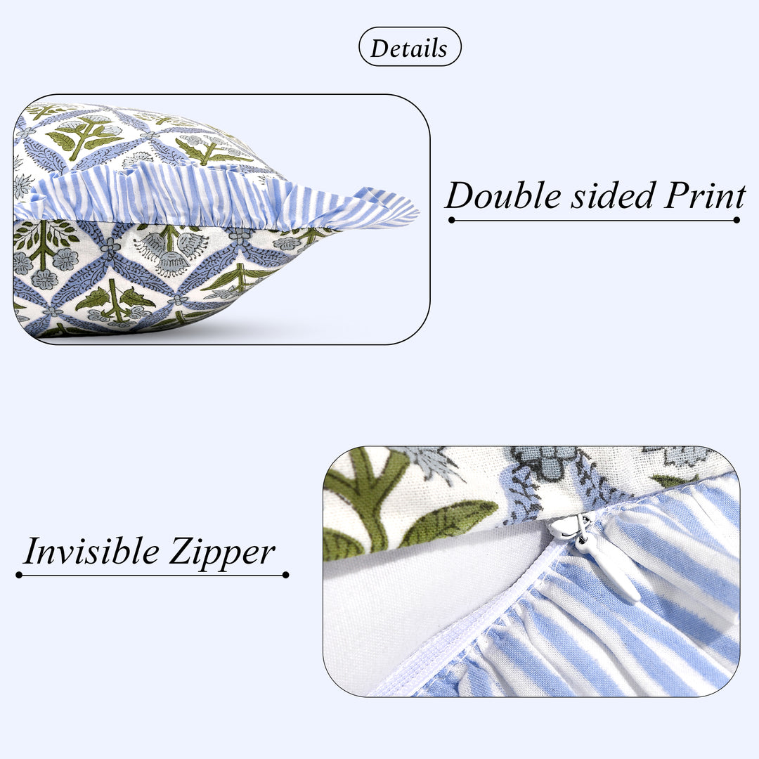 Light Steel Blue Ruffle Standard Sham Pillow Cover Product Image 5