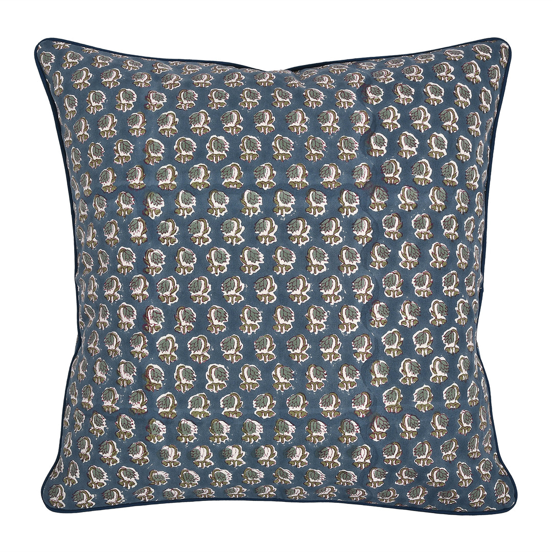 Peacock Blue Piping Throw Pillow Cover