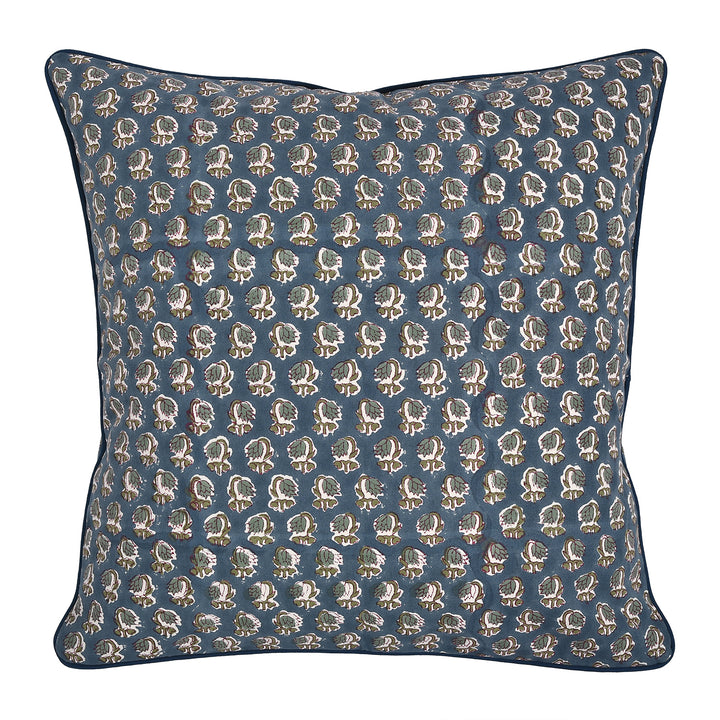 Peacock Blue Piping Throw Pillow Cover