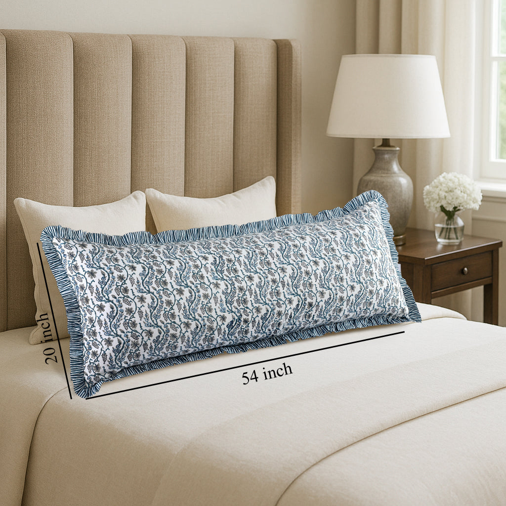 Baby Blue Eyes Ruffle 20x54 Inches Body Pillow Cover