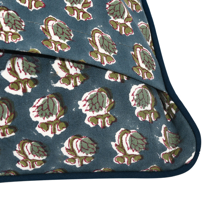 Peacock Blue Piping Throw Pillow Cover