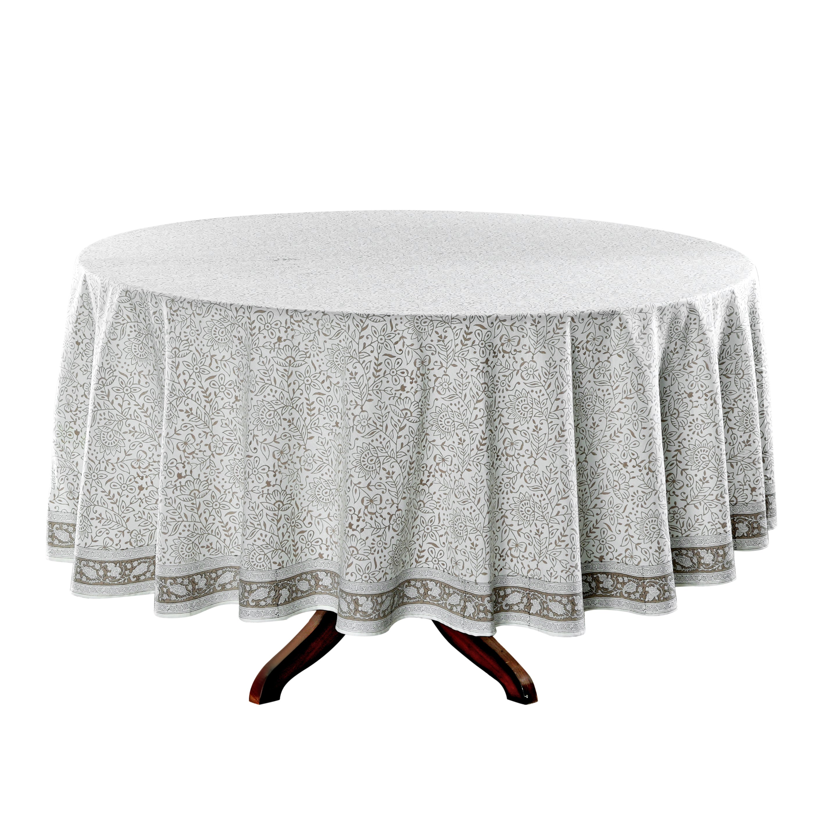 Taupe Jaal Round Tablecloth