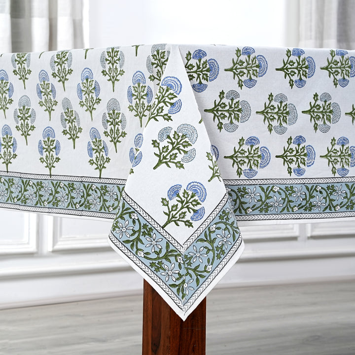 Hand Block Printed Mughal Buta Blue Color Tablecloth Product Image 1