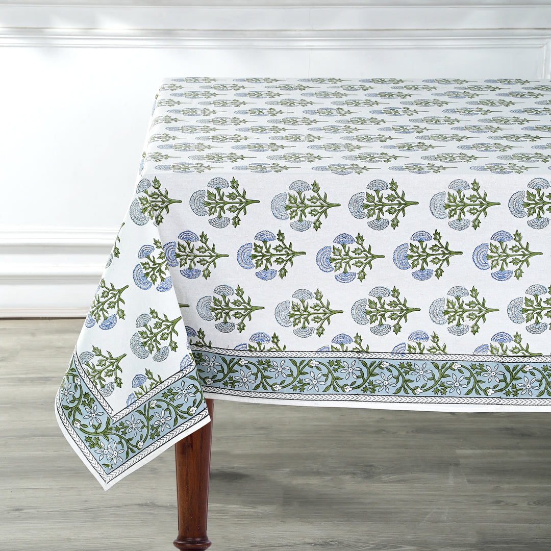 Hand Block Printed Mughal Buta Blue Color Tablecloth Product Image 2