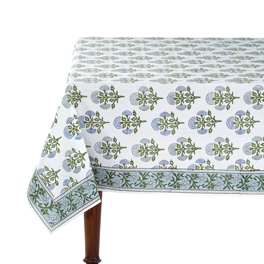 Hand Block Printed Mughal Buta Blue Color Tablecloth Product Image 3