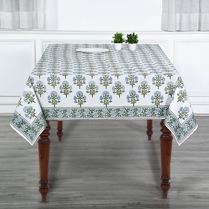 Hand Block Printed Mughal Buta Blue Color Tablecloth Product Image 5
