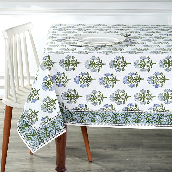 Hand Block Printed Mughal Buta Blue Color Tablecloth Product Image 6