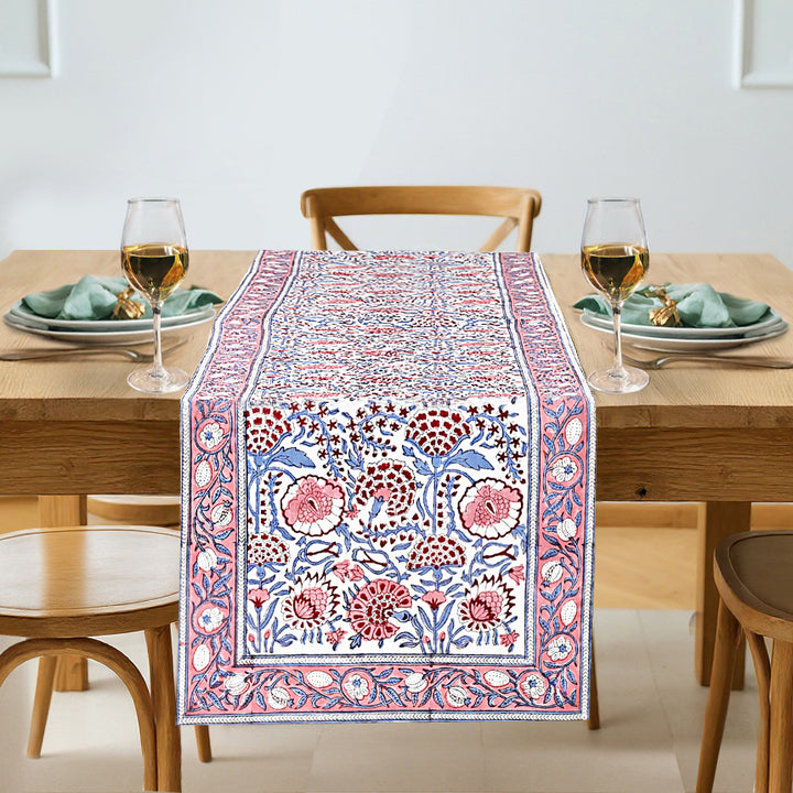 Pigeon Blue and Flamingo Pink Table Runner
