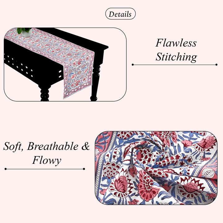 Pigeon Blue and Flamingo Pink Table Runner