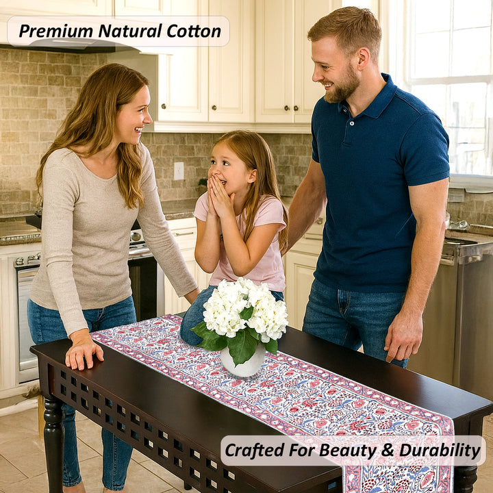 Pigeon Blue and Flamingo Pink Table Runner