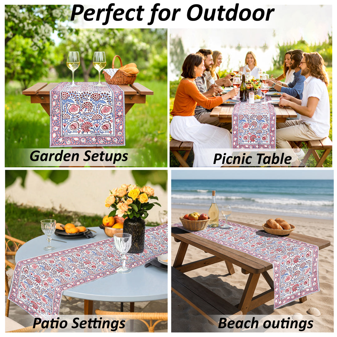 Pigeon Blue and Flamingo Pink Table Runner