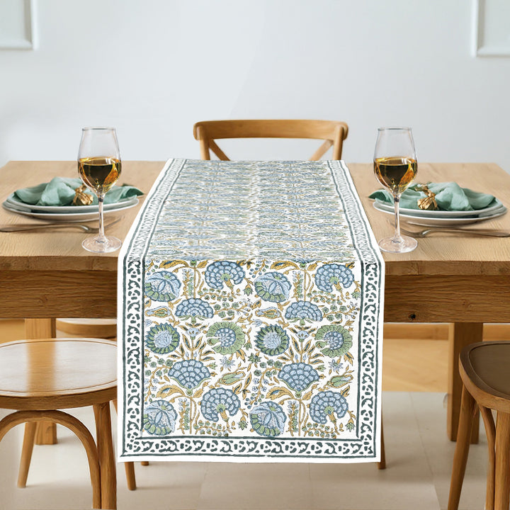 Asparagus Green Open Border Table Runner