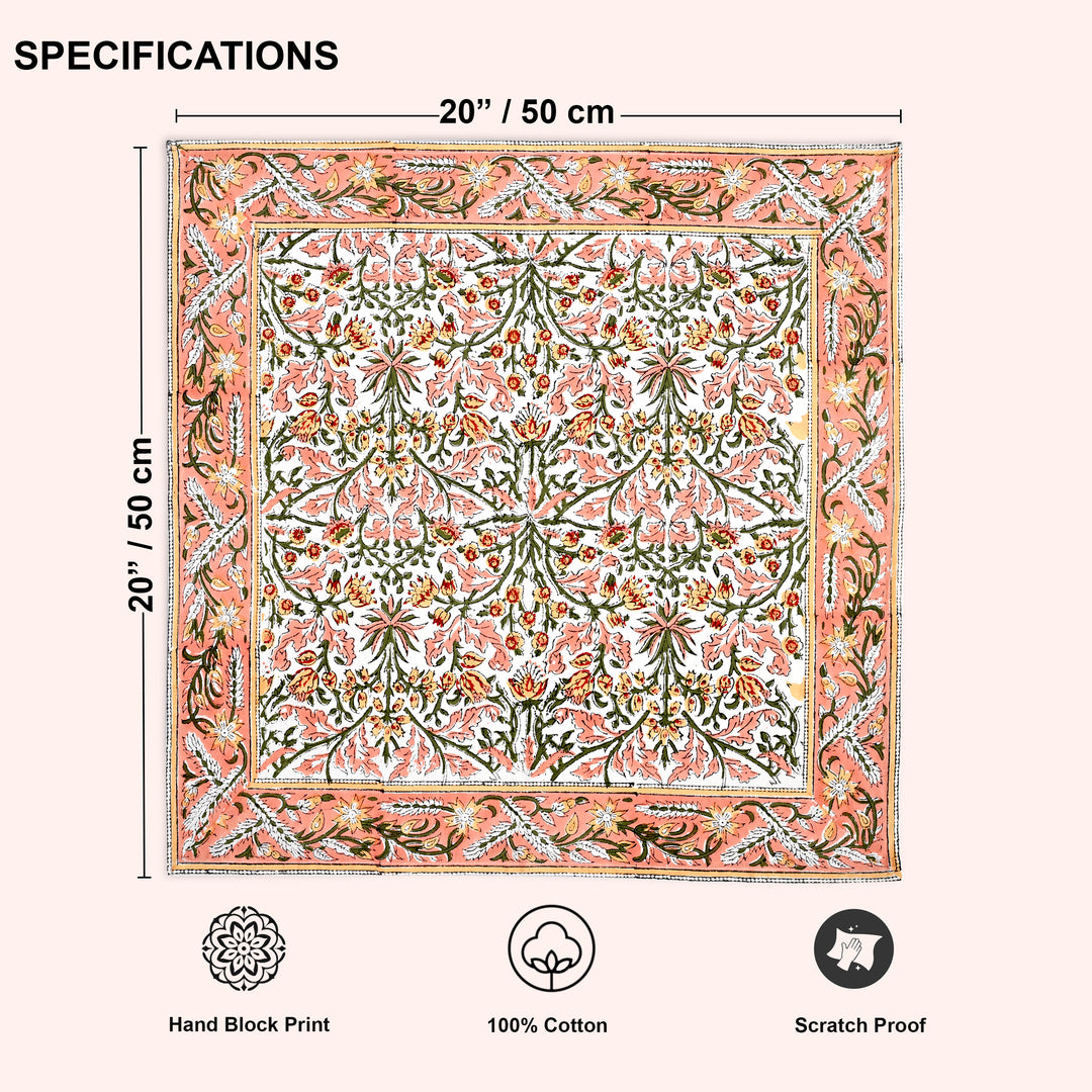 Sassy & Salmon Pink Floral Border Napkins
