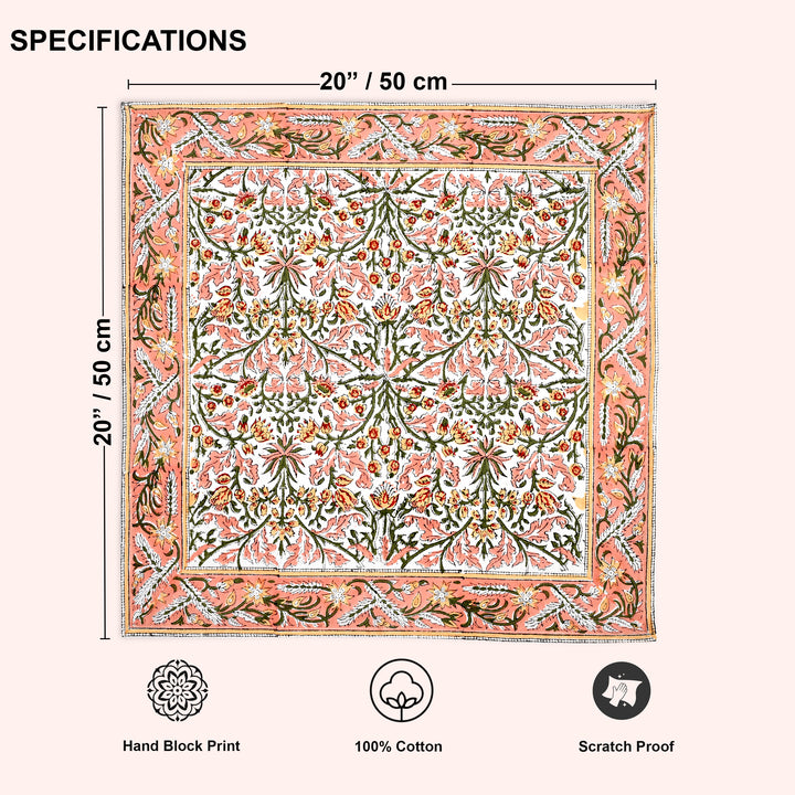 Sassy & Salmon Pink Floral Border Napkins