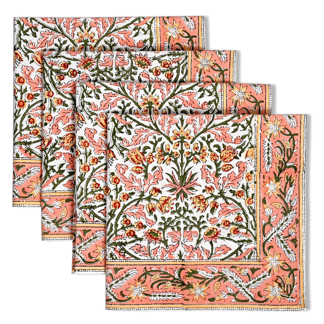 Sassy & Salmon Pink Floral Border Napkins