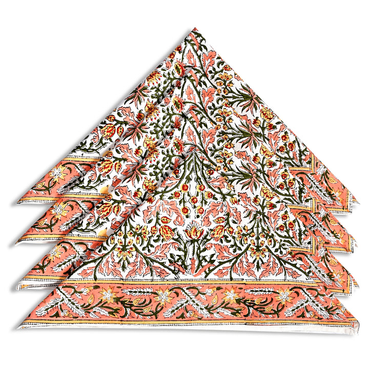 Sassy & Salmon Pink Floral Border Napkins
