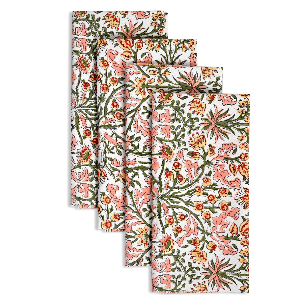 Sassy & Salmon Pink Floral Border Napkins