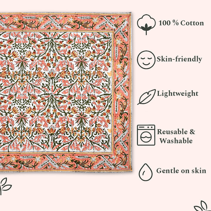 Sassy & Salmon Pink Floral Border Napkins