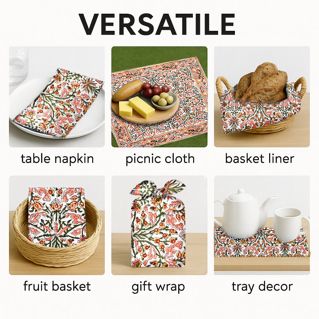 Sassy & Salmon Pink Floral Border Napkins