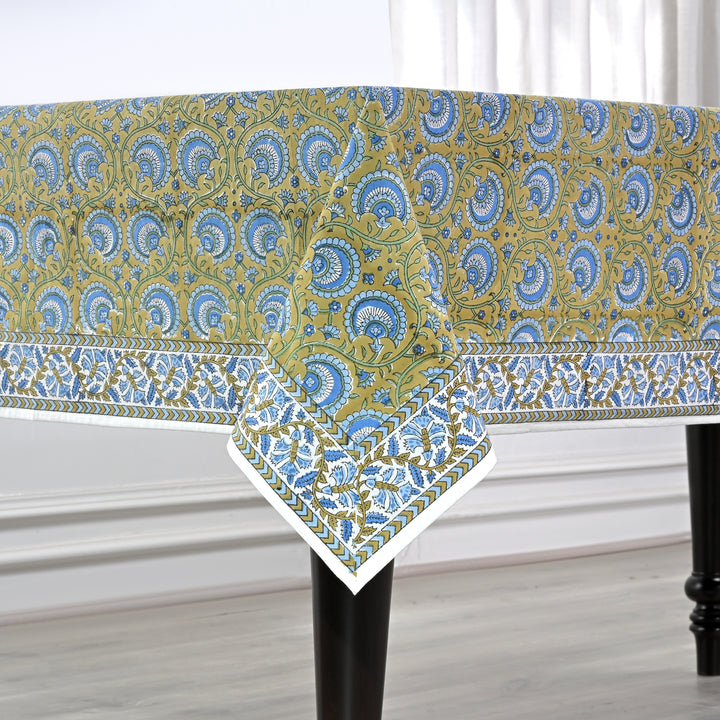 Golden Sage Bloom Floral Tablecloth Product Image 1