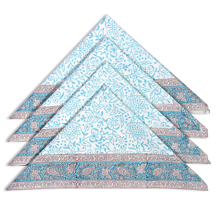 Turquoise Cotton Border Napkins, Size 20x20"