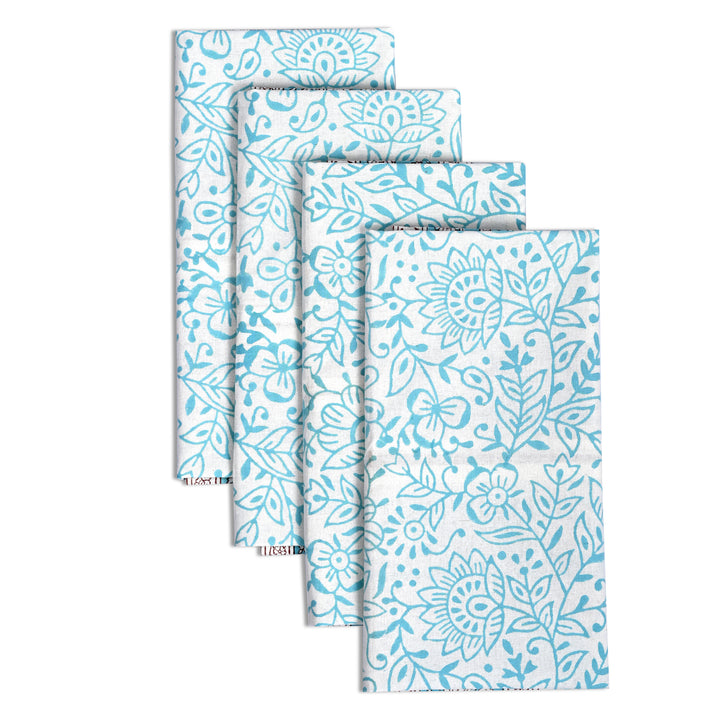 Turquoise Cotton Border Napkins, Size 20x20"