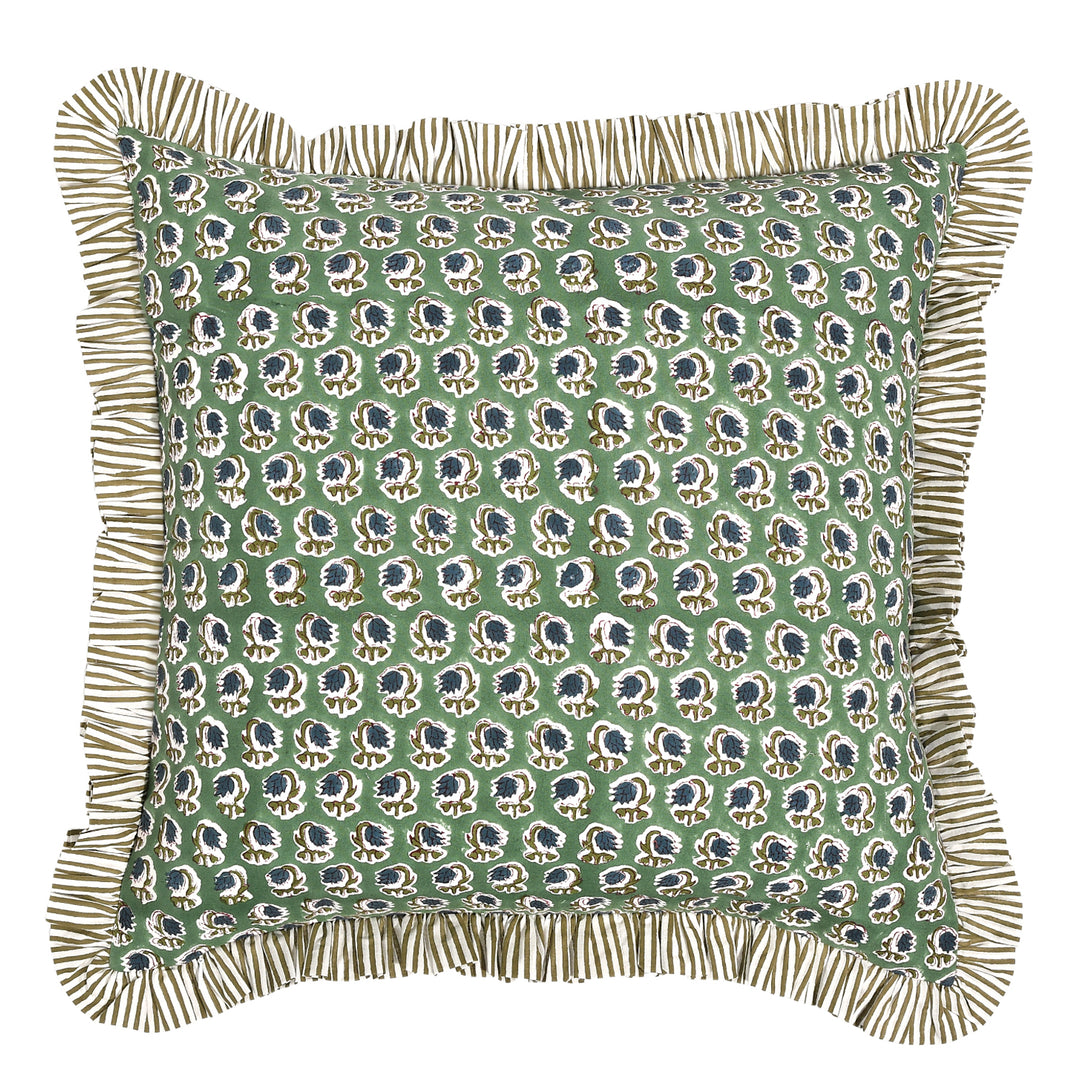 Basil Green Ruffle Throw Pillow Cover