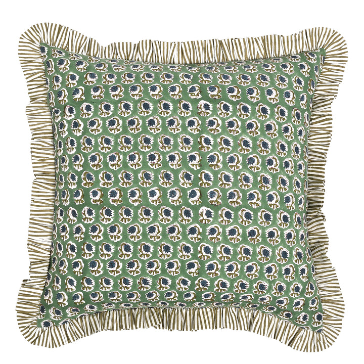 Basil Green Ruffle Throw Pillow Cover