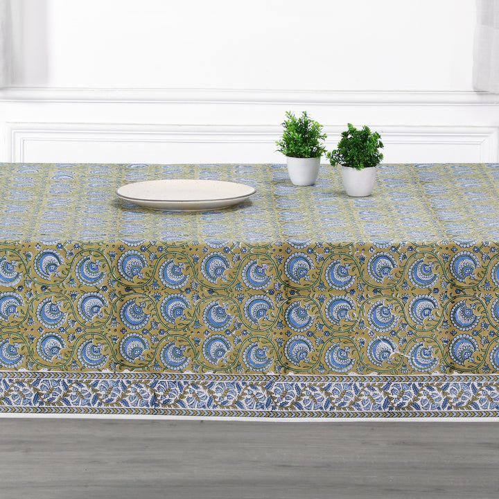 Golden Sage Bloom Floral Tablecloth Product Image 2