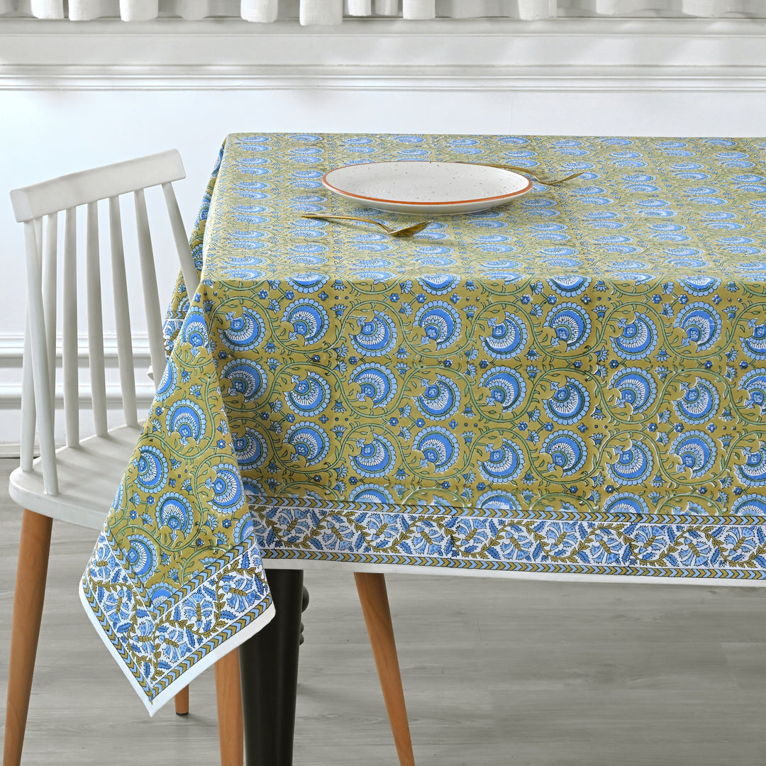 Golden Sage Bloom Floral Tablecloth Product Image 3