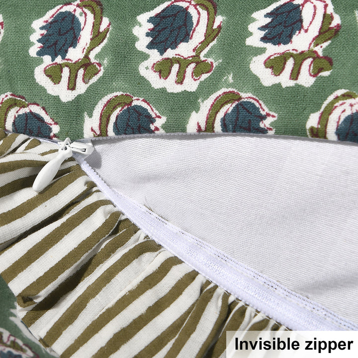 Basil Green Ruffle Throw Pillow Cover