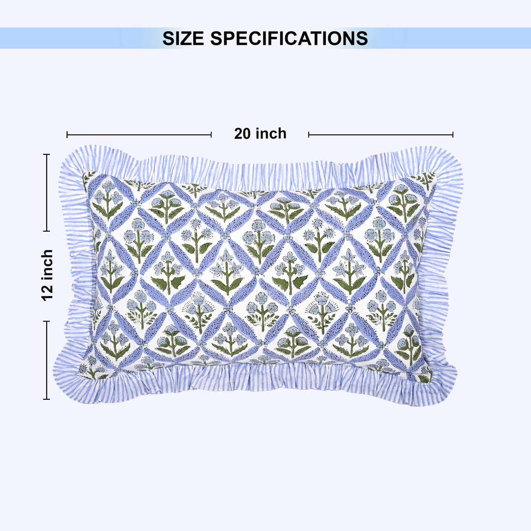 Light Steel Blue Ruffle 12x20 Lumbar Pillow Cover