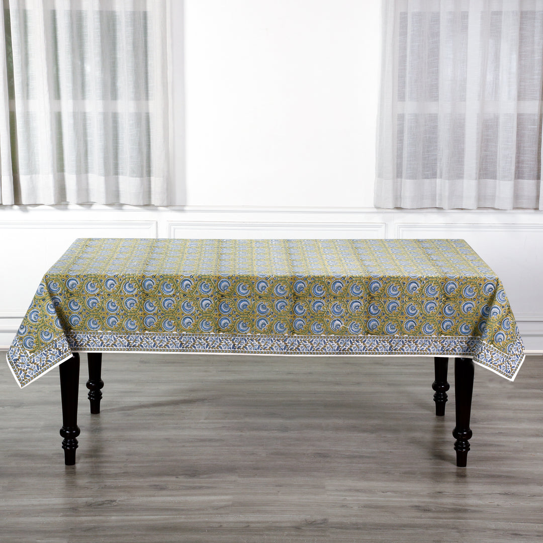 Golden Sage Bloom Floral Tablecloth Product Image 5
