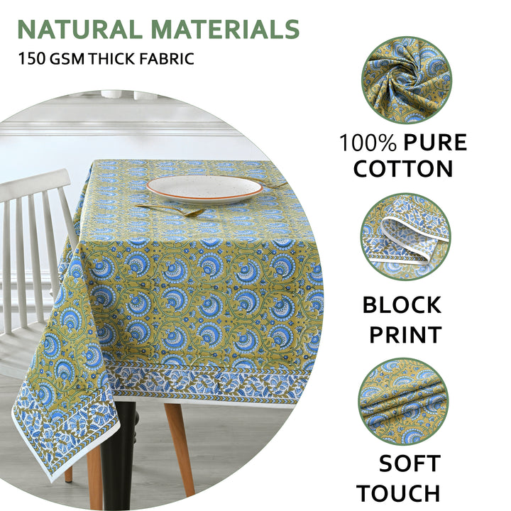 Golden Sage Bloom Floral Tablecloth Product Image 6