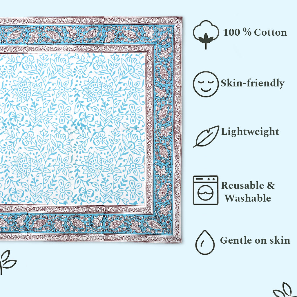 Turquoise Cotton Border Napkins, Size 20x20"